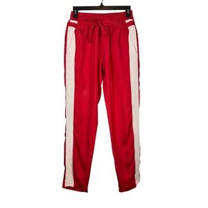 The Kooples Sport Women's 100% Silk Pants, Red/White Side Stripe, Tapered Size 2
